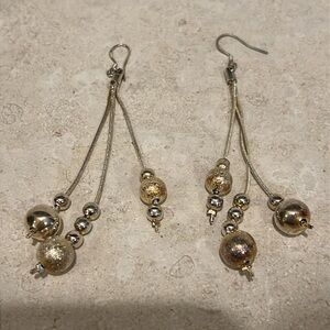 Vintage Elegant Gold Dangle Beaded Earrings